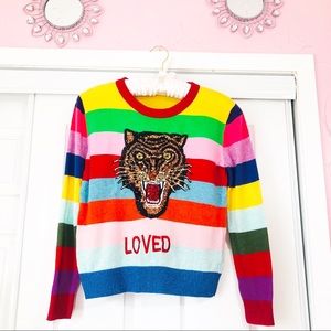 3shun Rainbow Striped Sequin Tiger 